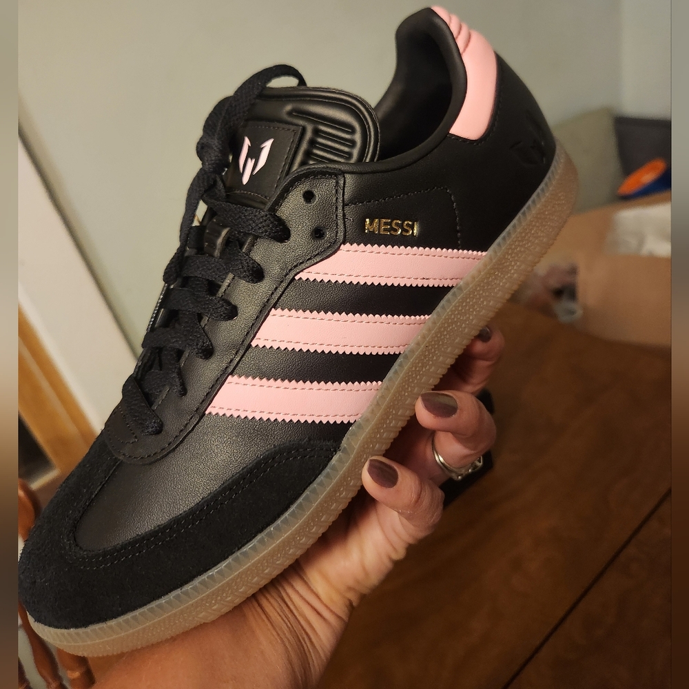 Adidas Black and Pink Samba Messi Sneakers Size 9 Men's, 10 Women's